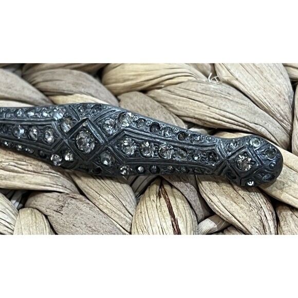 VTG Sterling Silver 925 Victorian Style Crystal Regency Brooch 2.75in Romantic - Picture 2 of 10